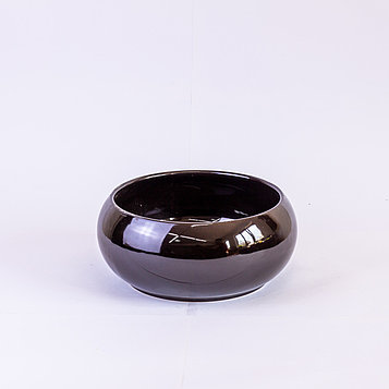 Бонсайница круглая из керамики черная глянцевая D23,5см. d19см. H10см.