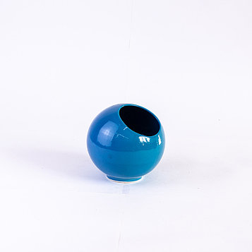 Ваза шар вертикальная Flower Ball  из керамики синяя глянцевая