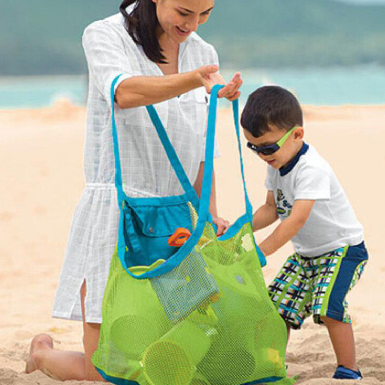 Пляжная сумка для игрушек, полотенец, зеленая