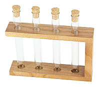 Деревянная подставка с пробирками для специй и декора 4 шт, цвет орех