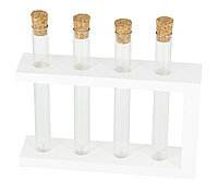 Деревянная подставка с пробирками для специй и декора 4 шт белая