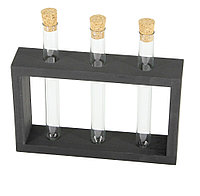 Деревянная подставка с пробирками для специй и декора 3 шт, цвет черный