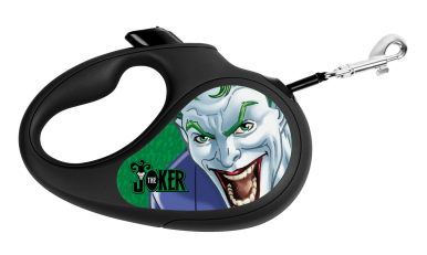 Поводок-рулетка WAUDOG с рисунком "Джокер Зеленый", размер L, до 50 кг, 5 м, черный