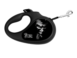 Поводок-рулетка WAUDOG с рисунком "Джокер Черный", размер M, до 25 кг, 5 м, черный