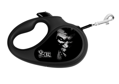 Поводок-рулетка WAUDOG с рисунком "Джокер Черный", размер XS, до 12 кг, 3 м, черный - фото 1 - id-p91519016