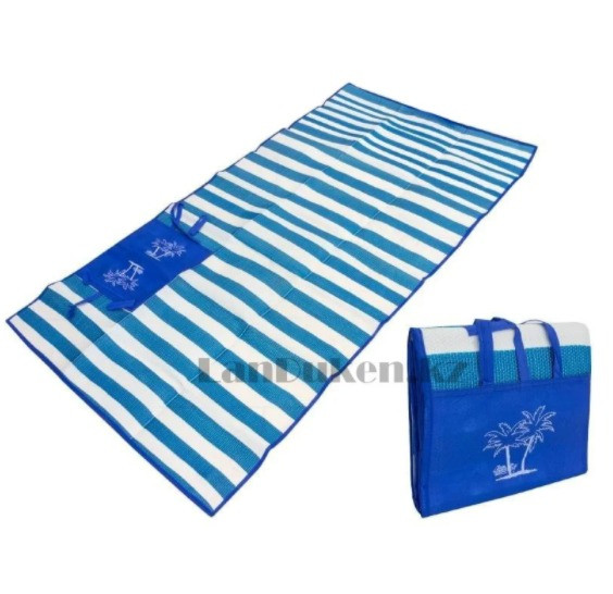 Пляжный коврик сумка складной Пальмы 120 на 170 см синий