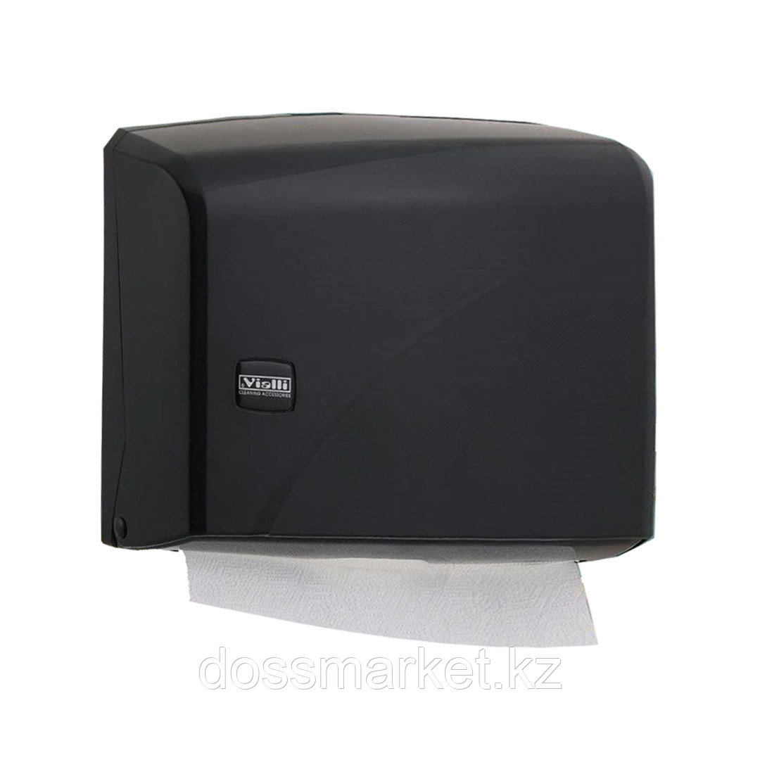Диспенсер для бумажных полотенец Vialli, Z-укладка, пластик, черный - фото 1 - id-p91530960
