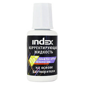 Корректирующая жидкость с кисточкой 20 гр, на спиртовой основе, INDEX