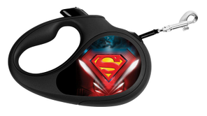 Поводок-рулетка WAUDOG с рисунком "Супермен Лого", размер XS, до 12 кг, 3 м, черный