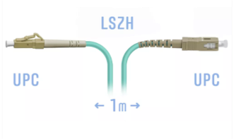 Патчкорд оптический переходной LC/UPC - SC/UPC, МM (OM3), Simplex, 1 метр