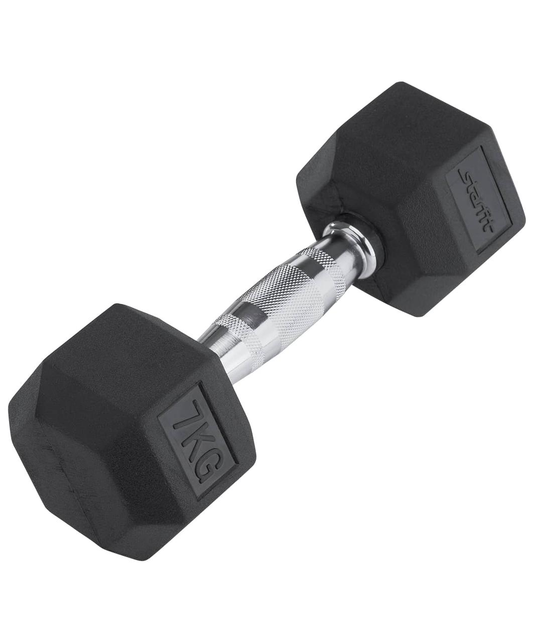 Гантель обрезиненная DB-301 7 кг, черная Starfit