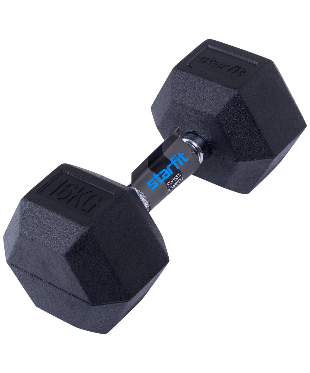 Гантель обрезиненная DB-301 16 кг, черная Starfit