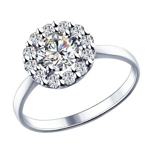 Кольцо SOKOLOV серебро с родием, фианит swarovski , "каратник" 89010013 размеры - 16 16,5 17 17,5 18 18,5 19