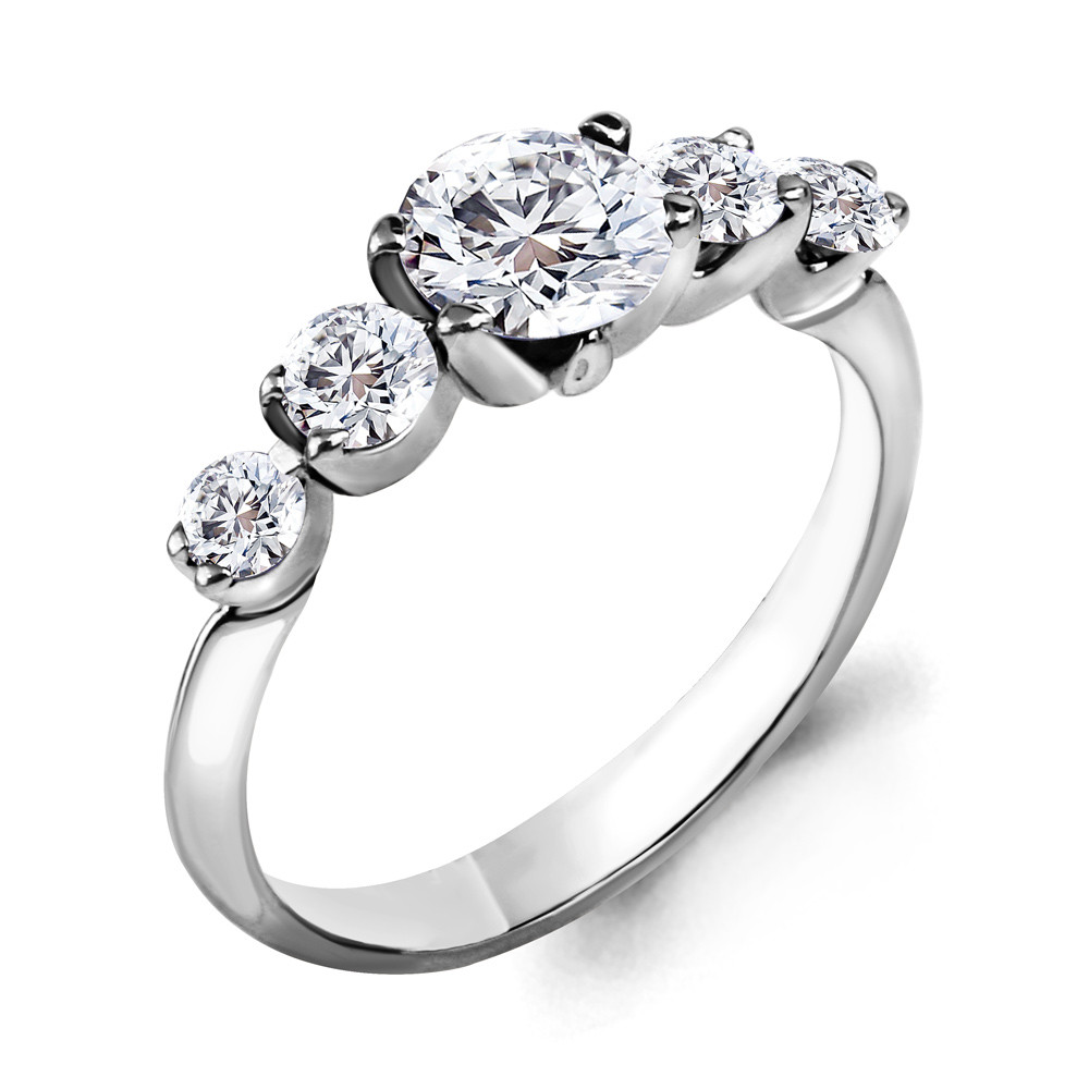 Серебряное кольцо  Фианит Aquamarine 68218.5 покрыто  родием