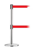 Ограждающий столбик с вытяжной лентой 889T2 Advance Dual Line Tensabarrier® красная лента