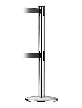 Ограждающий столбик с вытяжной лентой 889T2 Advance Dual Line Tensabarrier® черная лента