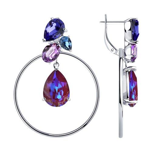 Серьги SOKOLOV серебро с родием, кристалл swarovski , многокаменка 94023763