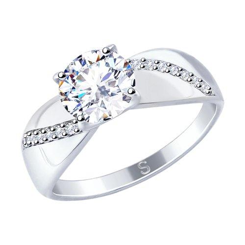 Кольцо SOKOLOV серебро с родием, фианит swarovski 89010106 размеры - 19,5 20 20,5 21 21,5