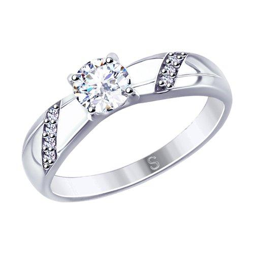 Кольцо SOKOLOV серебро с родием, фианит swarovski 89010108 размеры - 17 17,5 18 19,5 20 20,5 21 21,5