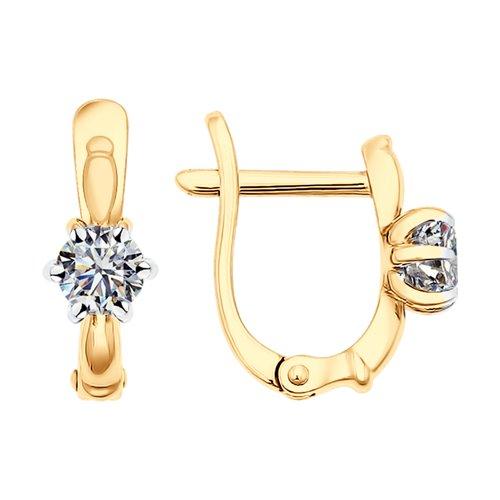 Серьги SOKOLOV серебро с позолотой, фианит swarovski 89020079