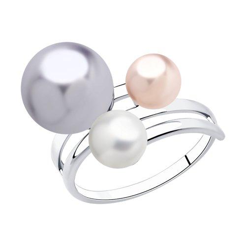 Кольцо SOKOLOV серебро с родием, жемчуг swarovski синт. 94013044 размеры - 17,5