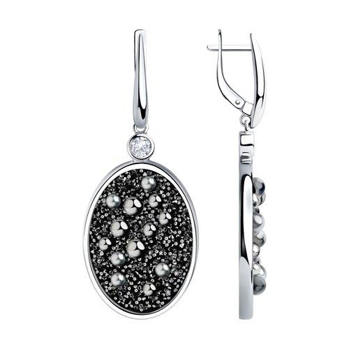 Серьги SOKOLOV серебро с родием, кристалл swarovski фианит 94023682