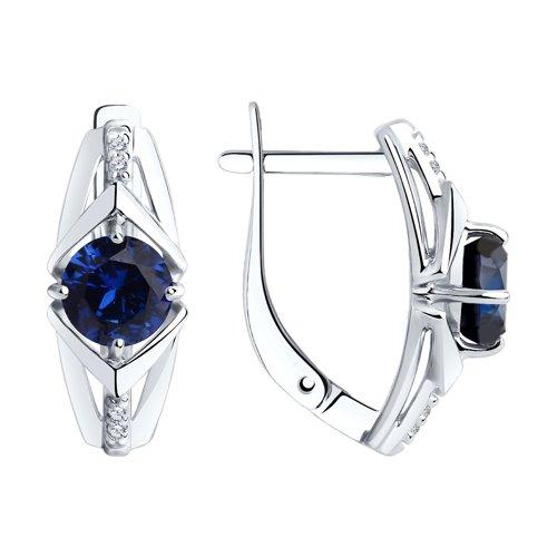 Серьги DIAMANT ( SOKOLOV ) серебро с родием, корунд синт. фианит 94-320-00356-1
