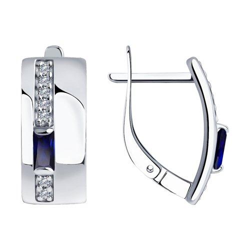 Серьги DIAMANT ( SOKOLOV ) серебро с родием, корунд синт. фианит 94-320-00710-1