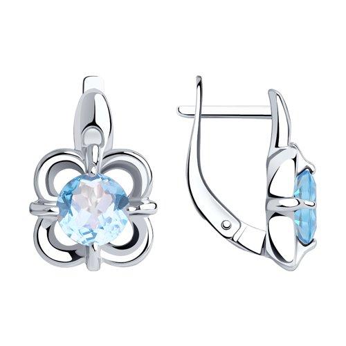 Серьги DIAMANT ( SOKOLOV ) серебро с родием, топаз 94-320-00713-1