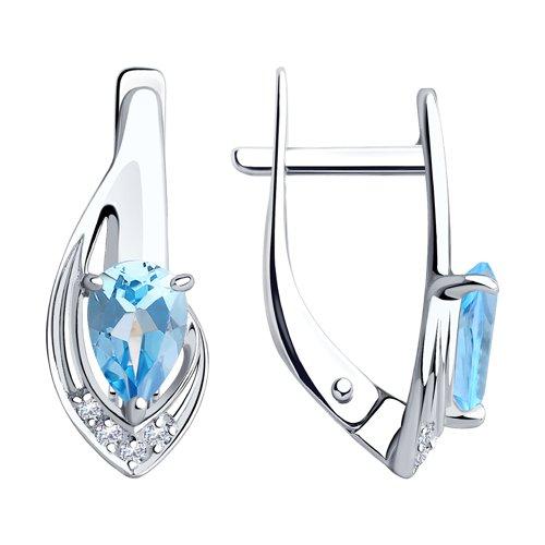 Серьги DIAMANT ( SOKOLOV ) серебро с родием, топаз фианит 94-320-00550-1