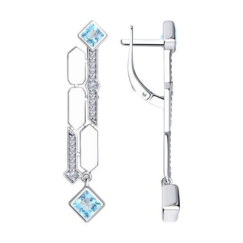 Серьги DIAMANT ( SOKOLOV ) серебро с родием, топаз фианит 94-320-00684-1