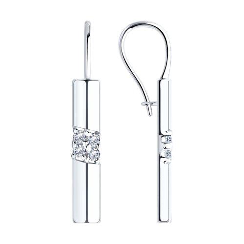 Серьги DIAMANT ( SOKOLOV ) серебро с родием, фианит , замок-петля, геометрия 94-120-00889-1