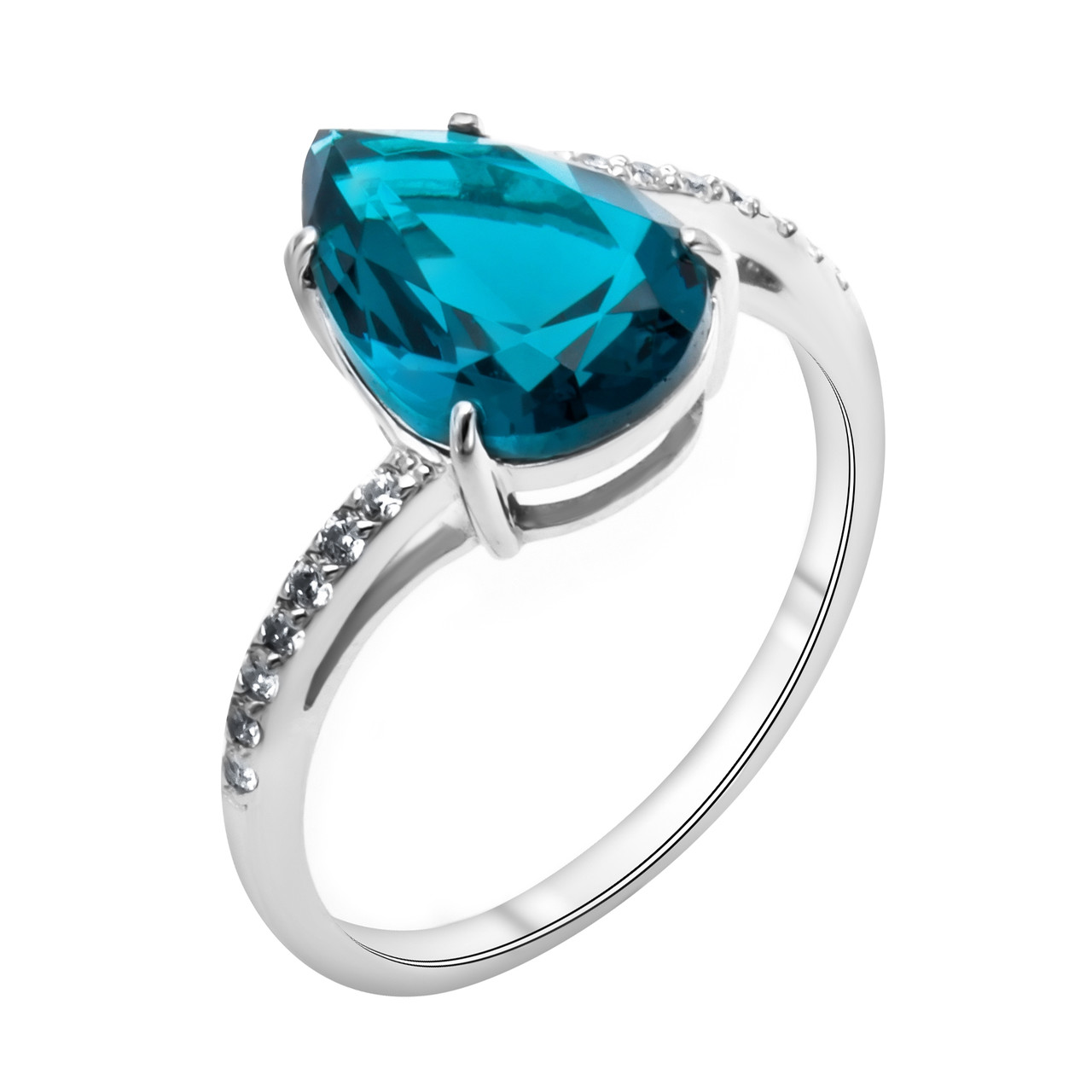 Кольцо TEOSA серебро с родием, фианит синт., "halo" 100-841-TL размеры - 17,5
