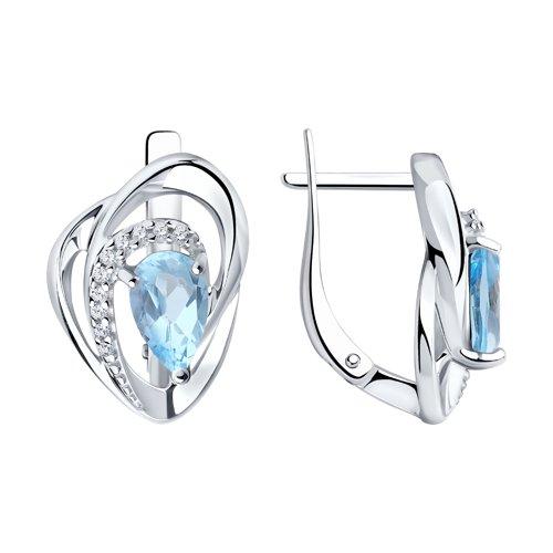 Серьги DIAMANT ( SOKOLOV ) серебро с родием, топаз фианит 94-320-00630-1
