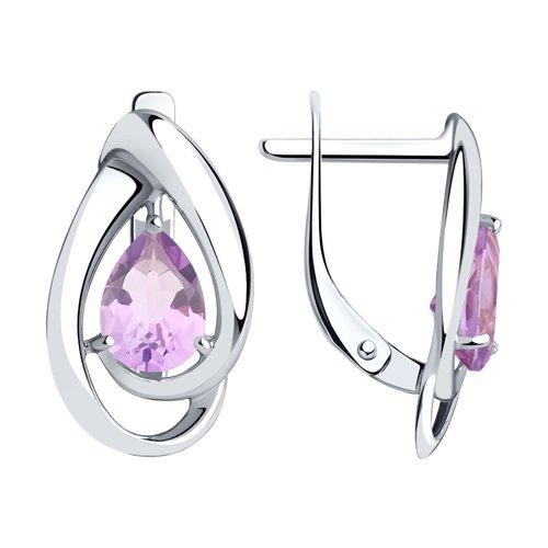 Серьги DIAMANT ( SOKOLOV ) серебро с родием, аметист 94-320-00594-3