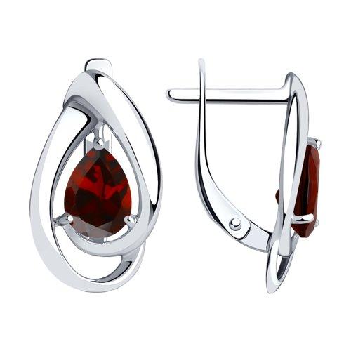 Серьги DIAMANT ( SOKOLOV ) серебро с родием, гранат 94-320-00594-2