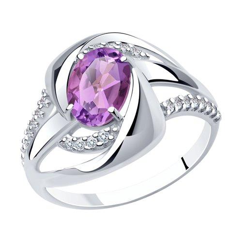 Кольцо из серебра с ситаллом и фианитами DIAMANT ( SOKOLOV ) 94-310-00569-2 покрыто родием