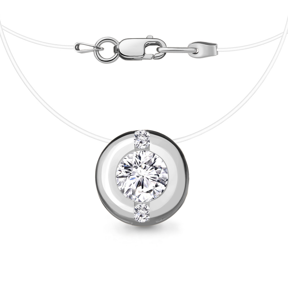 Колье AQUAMARINE серебро с родием, фианит сваровски, "каратник" 73623А.5 размеры - 40