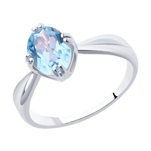 Кольцо DIAMANT ( SOKOLOV ) серебро с родием, топаз 94-310-00635-1 размеры - 16,5 17 17,5 18 19