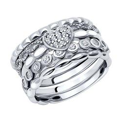 Наборное кольцо из серебра с фианитами SOKOLOV 94011708 покрыто  родием