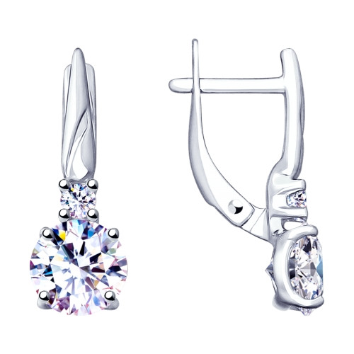 Серьги SOKOLOV серебро с родием, фианит swarovski фианит swarovski граф орлов , "каратник" 89020108