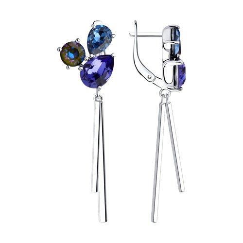 Серьги SOKOLOV серебро с родием, кристалл swarovski , многокаменка 94023708
