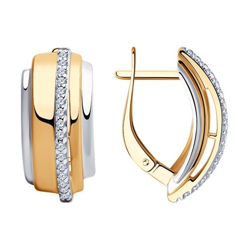 Серьги DIAMANT ( SOKOLOV ) серебро с позолотой, фианит, с английским замком, дорожка 93-120-00426-1