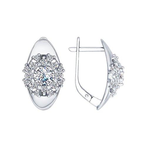 Серьги SOKOLOV серебро с родием, фианит swarovski 89020039