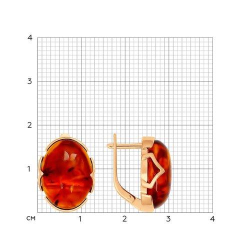 Серьги из золочёного серебра с коричневыми янтарём SOKOLOV 93020623 позолота с английским замком - фото 2 - id-p70012751