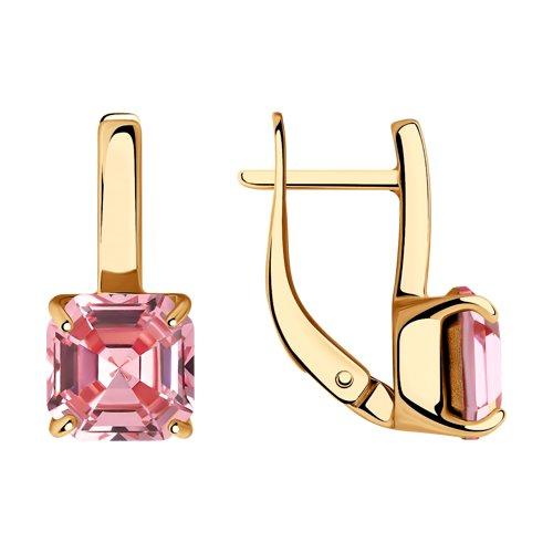 Серьги SOKOLOV серебро с позолотой, кристалл swarovski , с английским замком, "каратник" 93020971