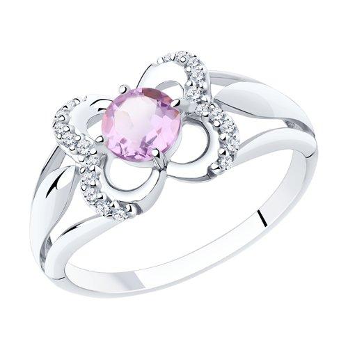 Кольцо DIAMANT ( SOKOLOV ) серебро с родием, аметист фианит 94-310-00381-3 размеры - 17 18,5