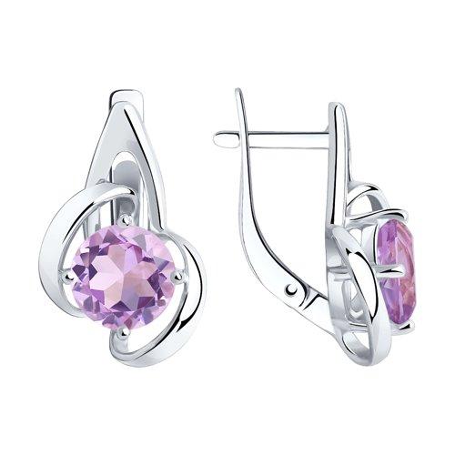 Серьги DIAMANT ( SOKOLOV ) серебро с родием, аметист 94-320-00606-2