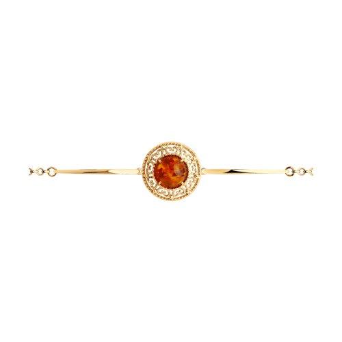 Браслет DIAMANT ( SOKOLOV ) серебро с позолотой, янтарь пресс. 93-350-00832-1