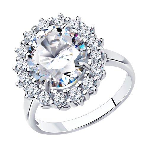 Кольцо из серебра с фианитами DIAMANT ( SOKOLOV ) 94-110-00646-1 покрыто родием
